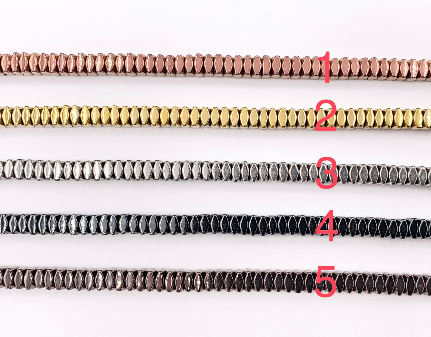 4mm Natural Hematite Faceted Square Spacers Energy Beads Around 15" Available in 9 Colors 1 Strand