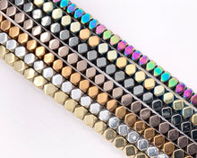 Cargar imagen en el visor de la galería, 3-4mm Natural Hematite Faceted Cube Energy Beads Around 15&quot; Available in 7 Colors 1 Strand

