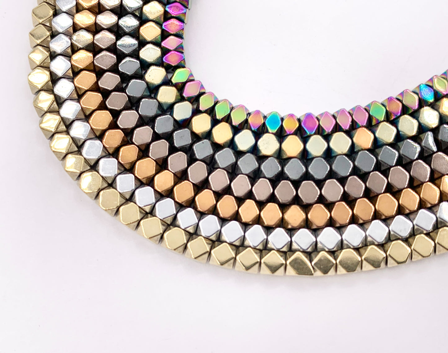 3-4mm Natural Hematite Faceted Cube Energy Beads Around 15" Available in 7 Colors 1 Strand