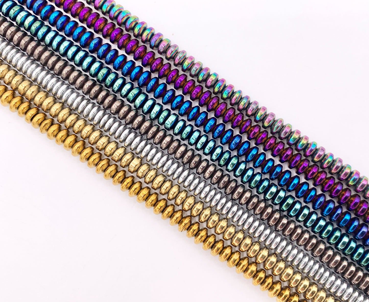 4mm Natural Hematite Rondelle Saucer Smooth Energy Beads Around 15"-16" Available in 8 Colors 1 Strand