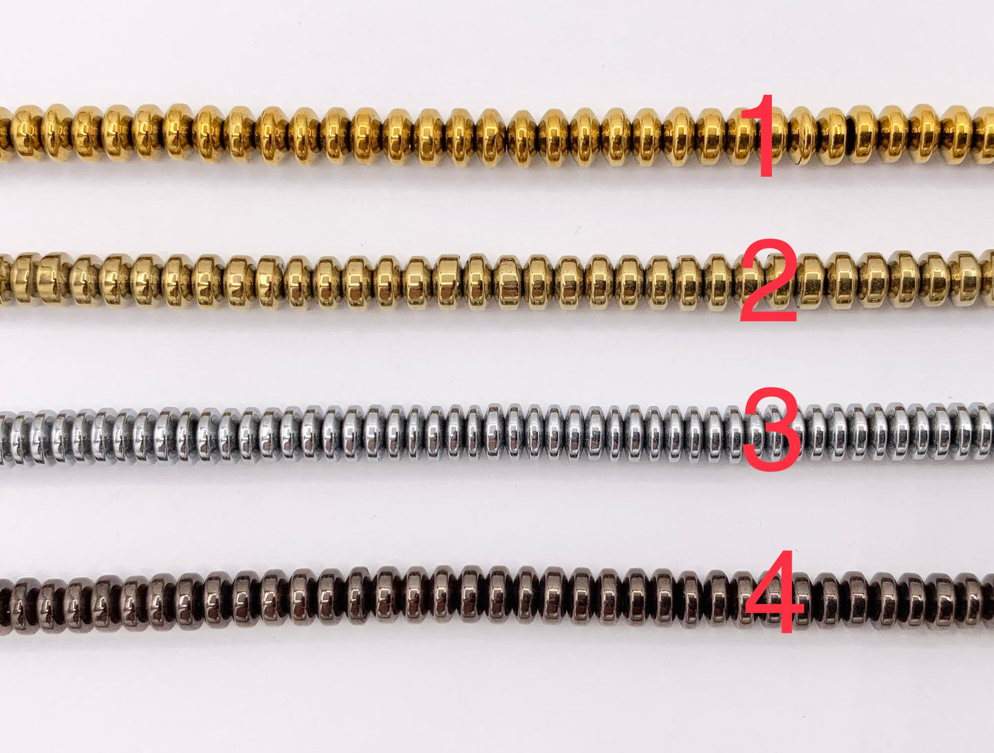 4mm Natural Hematite Rondelle Saucer Smooth Energy Beads Around 15"-16" Available in 8 Colors 1 Strand