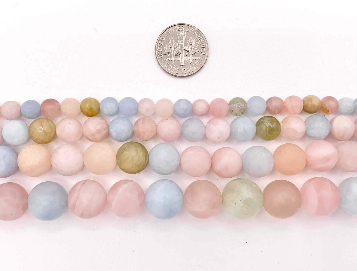 Matte Aquamarine Morganite Mixed Round Natural Gemstone Beads Pastel Pink Blue Color Beads 6mm 8mm 10mm 12mm 15"- 16"