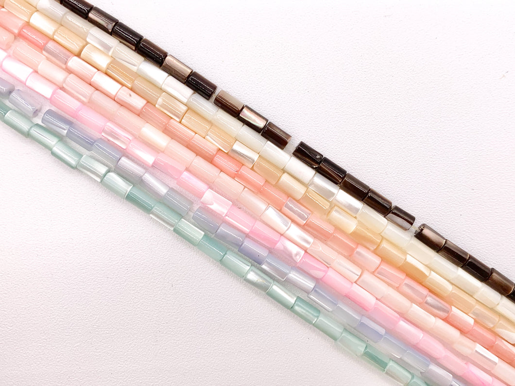 3x5mm Natural Trocas/Trochidae Shell Tube Beads Mosaic Cylinder Beads Around 15