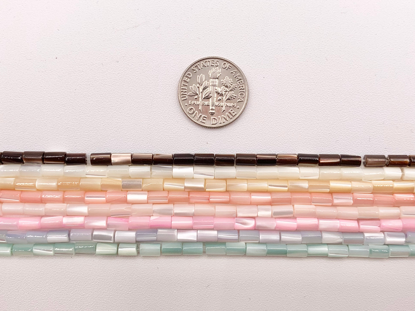 3x5mm Natural Trocas/Trochidae Shell Tube Beads Mosaic Cylinder Beads Around 15" Available in 8 Colors