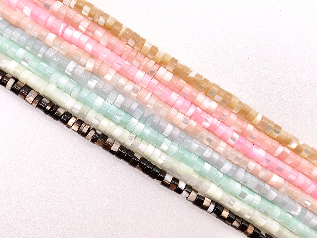 4mm Natural Trocas/Trochidae Shell Heishi Beads Mosaic Disc Shape Beads Around 15