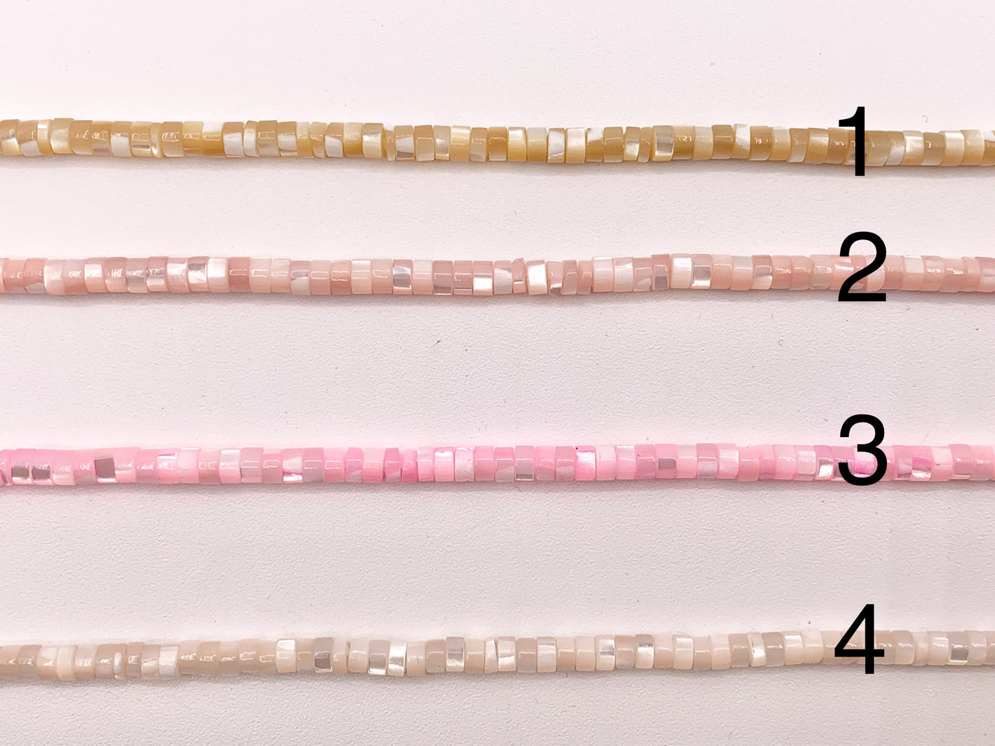 4mm Natural Trocas/Trochidae Shell Heishi Beads Mosaic Disc Shape Beads Around 15" Available in 8 Colors