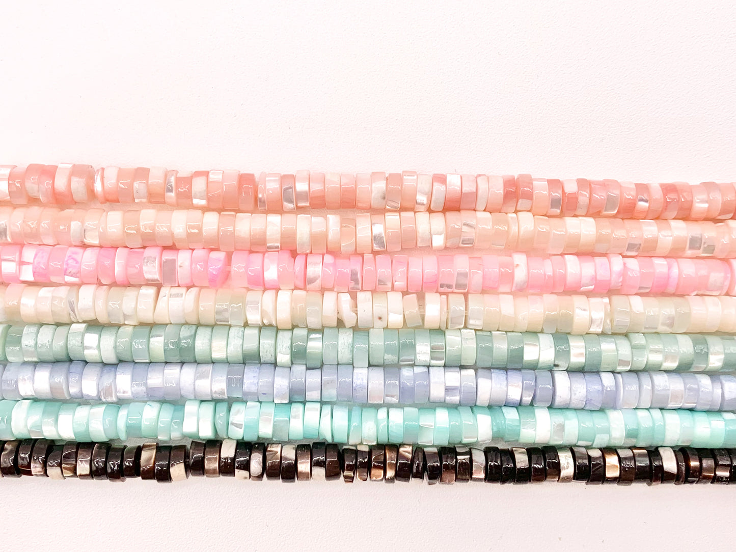 5-6mm Natural Trocas/Trochidae Shell Heishi Beads Mosaic Disc Shape Beads Around 15" Available in 8 Colors