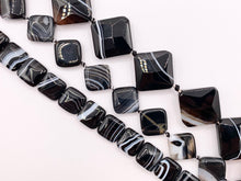 Load image into Gallery viewer, Grade AAA Black Sardonyx with White Stripes Agate Shiny Polished Square And Diamond Shape Natural Stone Beads Around 15&quot;
