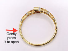 Load image into Gallery viewer, 2 Tone Filigree Bypass Bangle in Gold/Silver Plated over Brass 6.5&quot; 1 PC
