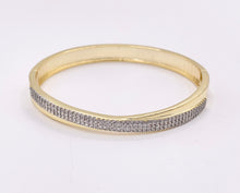 Cargar imagen en el visor de la galería, 2 Tone Minimalist Wrap Bangle in Gold/Silver Plated over Brass 6.5&quot; 1 PC
