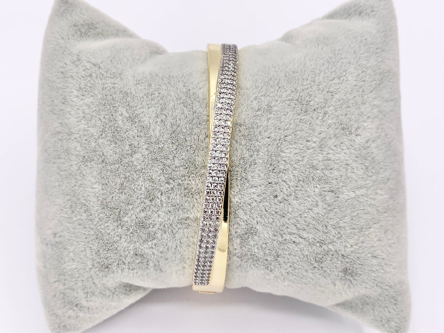 2 Tone Minimalist Wrap Bangle in Gold/Silver Plated over Brass 6.5" 1 PC