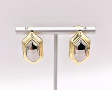 Load image into Gallery viewer, 2 Tone Minimalist Hexagon Shaped Earring Studs in 18K Gold/Silver Plated Over Brass  3 PAIRS
