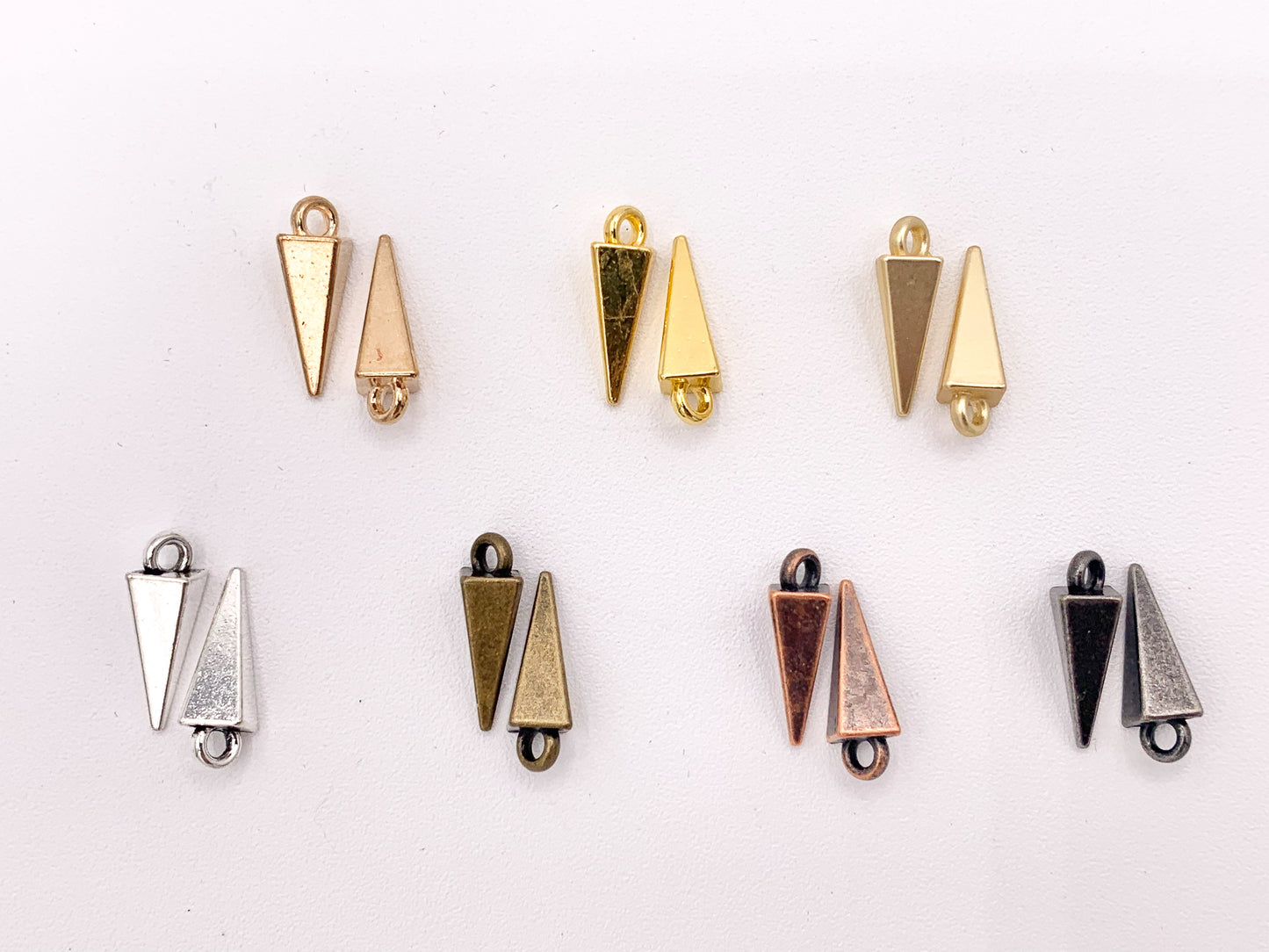 5x16mm Pewter Spike Charms Bulk Order in Matte Gold, Gold, Rosy Gold, Silver, Brass, Copper and Gunmetal