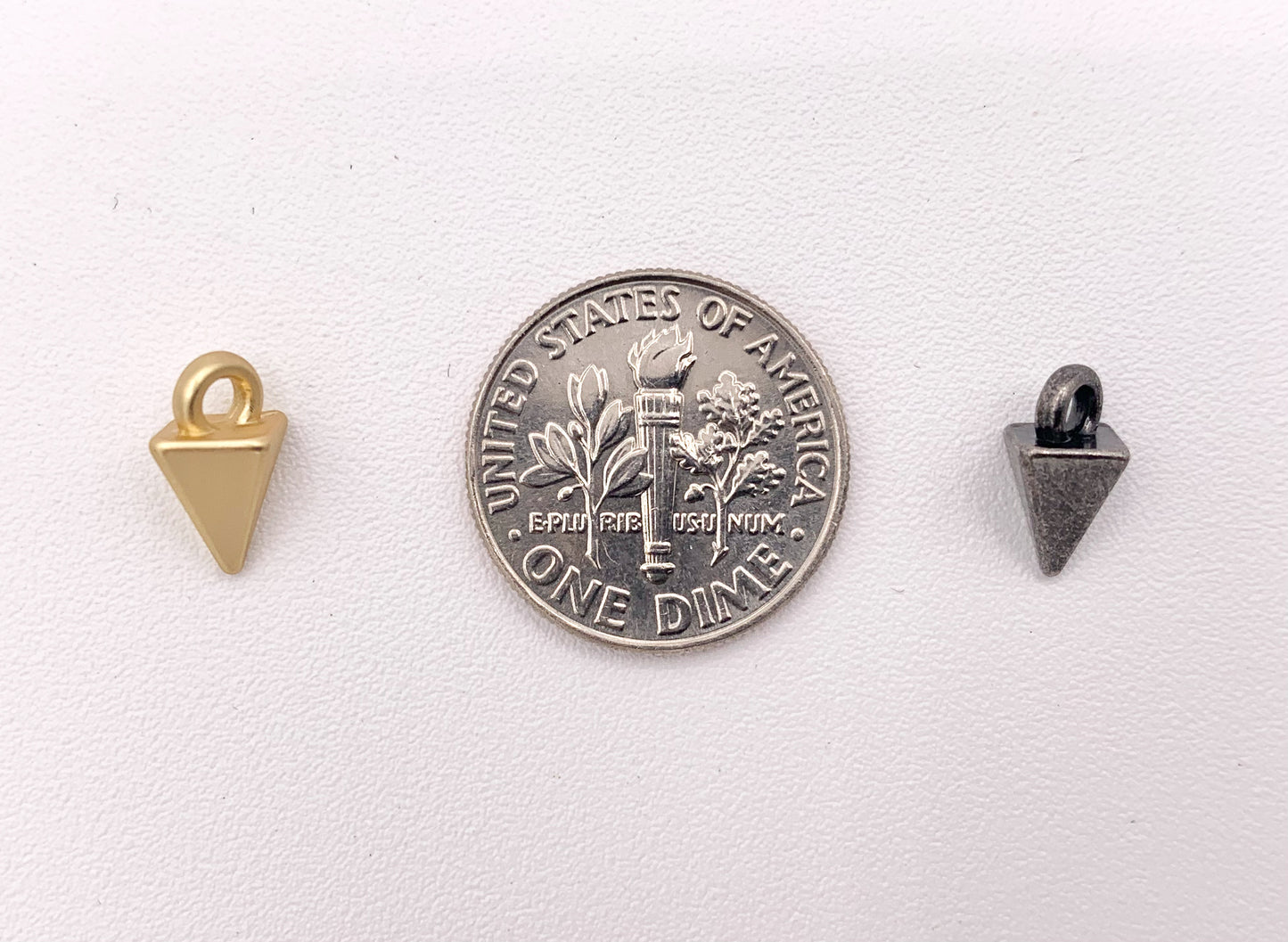 5x10mm Pewter Tiny Spike Charms Bulk Order in Matte Gold, Rosy Gold, Silver, Brass and Gunmetal