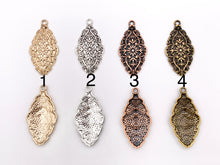 Cargar imagen en el visor de la galería, 28x56mm Pewter Flower Carved Shield Pendants Beautiful Antique Looking Oval Pendant in 11 Colors
