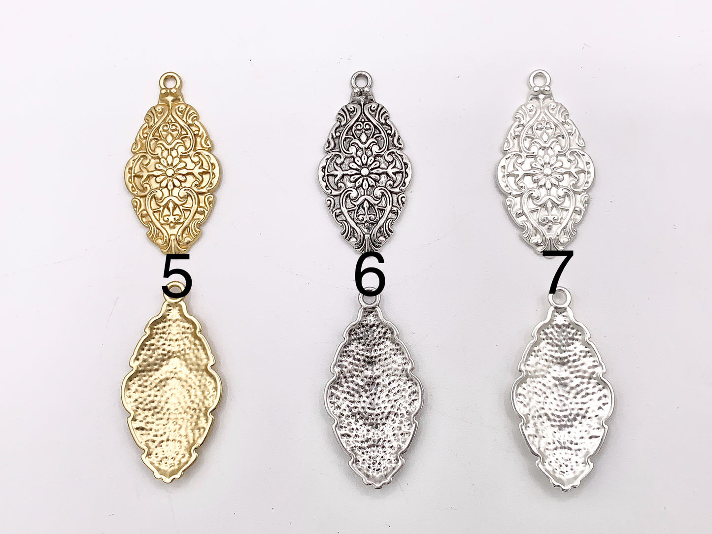 28x56mm Pewter Flower Carved Shield Pendants Beautiful Antique Looking Oval Pendant in 11 Colors