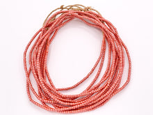 Load image into Gallery viewer, 3mm African Sandcast Seed Beads Handmade Glass Beads From Ghana in Coral, Light Pink And Blue
