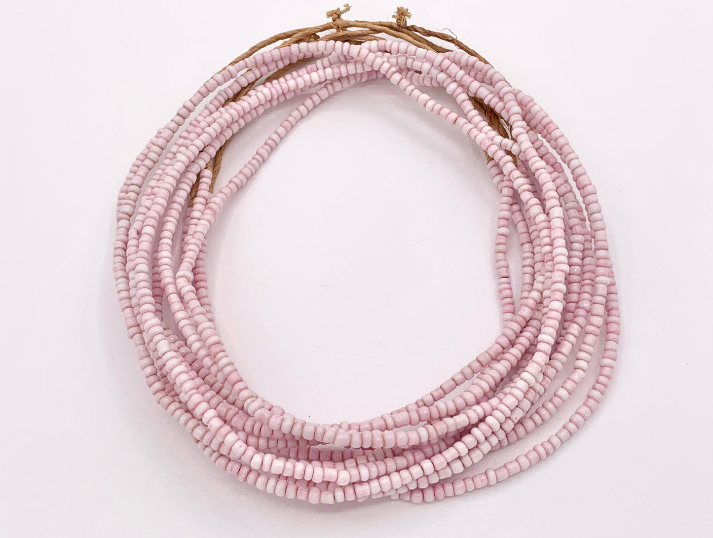 3mm African Sandcast Seed Beads Handmade Glass Beads From Ghana in Coral, Light Pink And Blue
