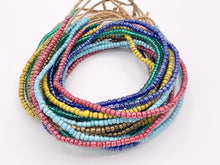 Load image into Gallery viewer, 4mm African Sandcast Electroplated Seed Beads Handmade Glass Beads From Ghana in Red, Baby Blue, Yellow, Dark Blue, Antique Gold And Green
