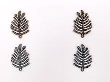 Load image into Gallery viewer, 25x37mm Pewter Oak Leaf Pendants Double Sided 2 Styles in 1 Leaf Charms Bulk Order in Matte Gold, Gold, Silver, Brass, Gunmetal and Patina
