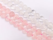 Load image into Gallery viewer, 12mm Shiny Heart Shape Natural Quartz/ Rose Quartz Gemstone Beads Valentine&#39;s Day White And Pink Heart Beads 15&quot; Price Per Strand
