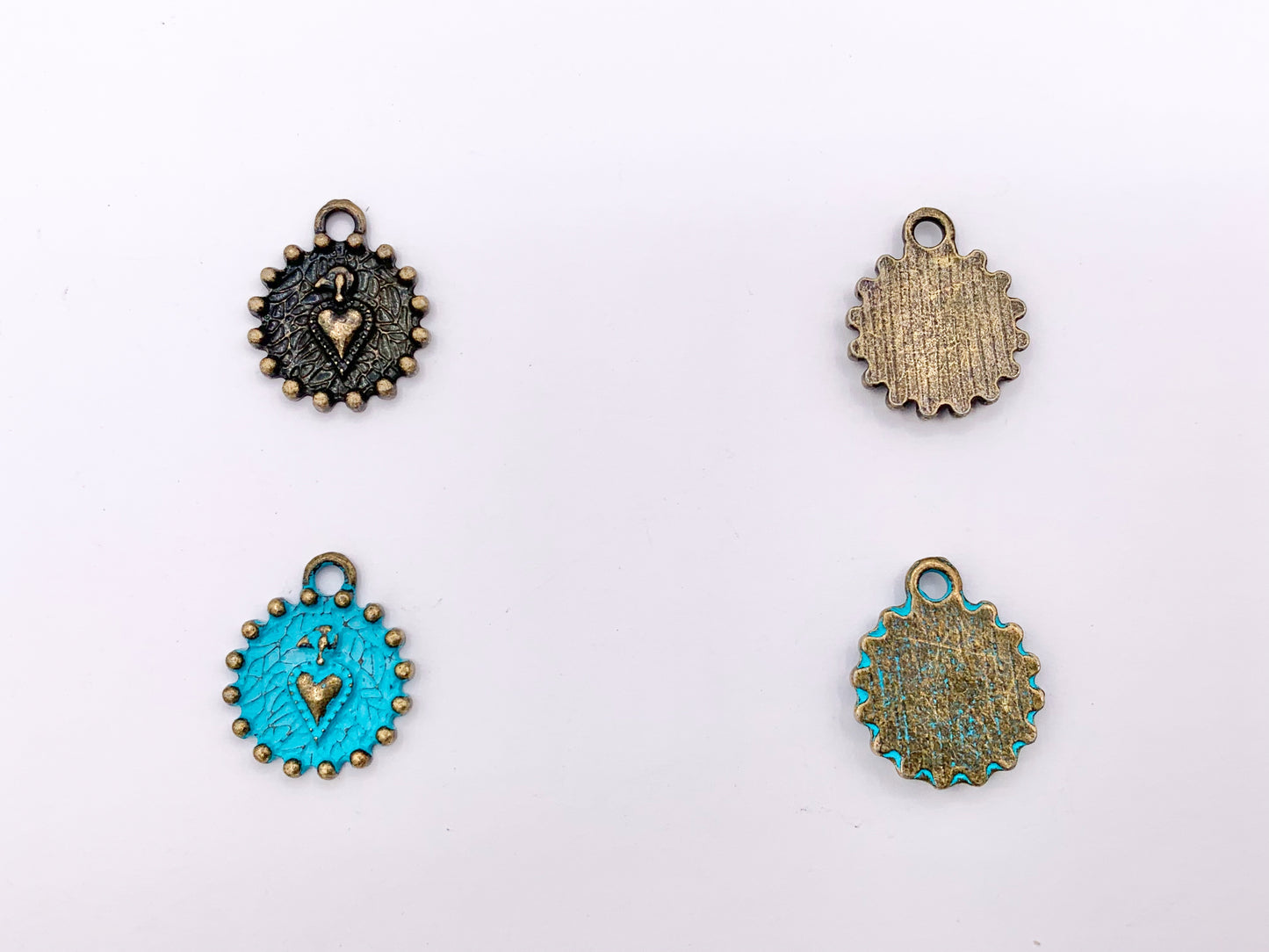 15mm Pewter Heart Coin Charms Valentine's Day Heart Pendants in Matte Gold, Gold, Silver, Bronze and Patina Color 20 PCS