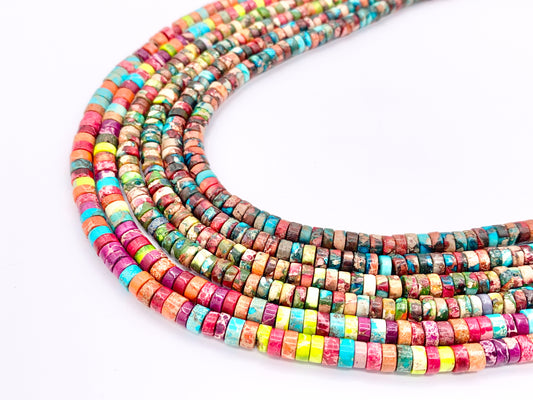 2x4mm Dyed Composite Variscite/Sea Sediment/Impression Jasper Beads Heishi Beads Price Per Strand