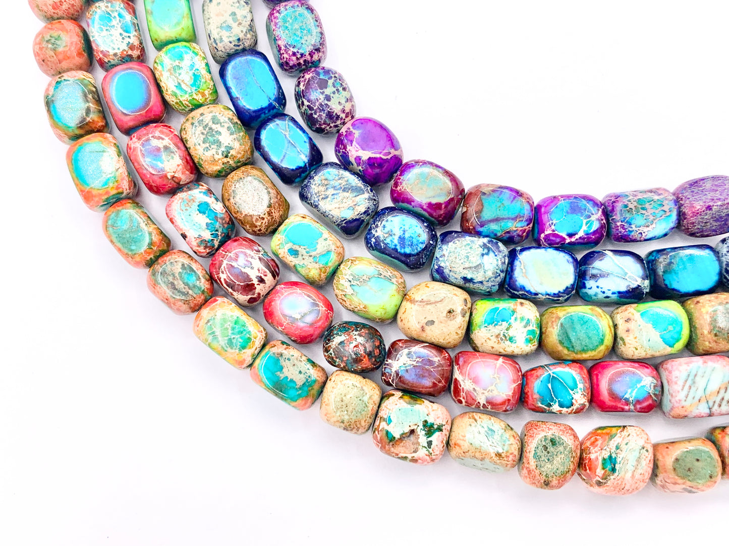 5x7mm Dyed Composite Variscite/Sea Sediment/Impression Jasper Beads Irregular Rectangular Cube Beads Price Per Strand