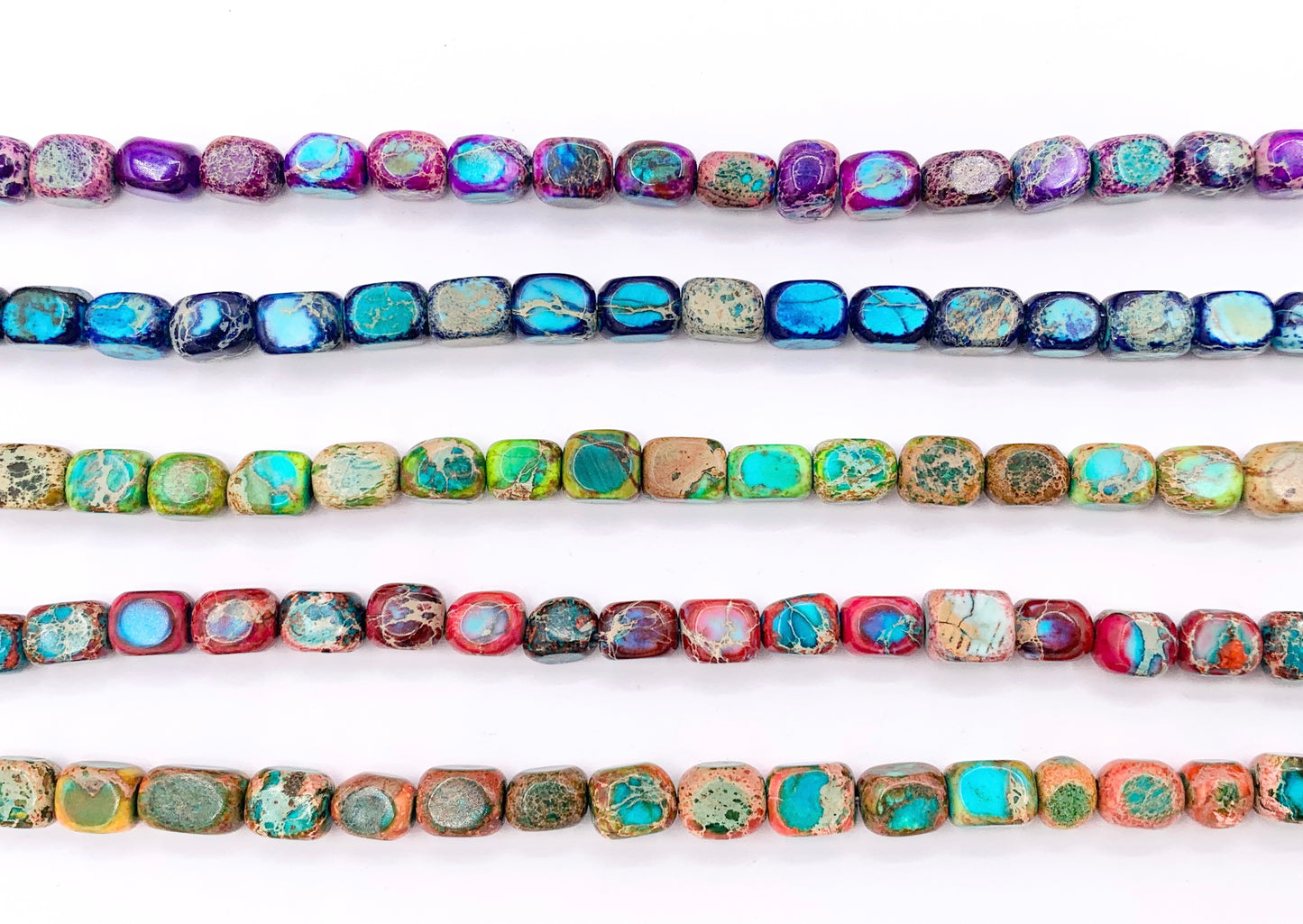 5x7mm Dyed Composite Variscite/Sea Sediment/Impression Jasper Beads Irregular Rectangular Cube Beads Price Per Strand