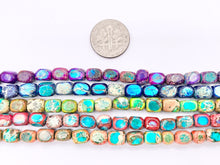 Cargar imagen en el visor de la galería, 5x7mm Dyed Composite Variscite/Sea Sediment/Impression Jasper Beads Irregular Rectangular Cube Beads Price Per Strand
