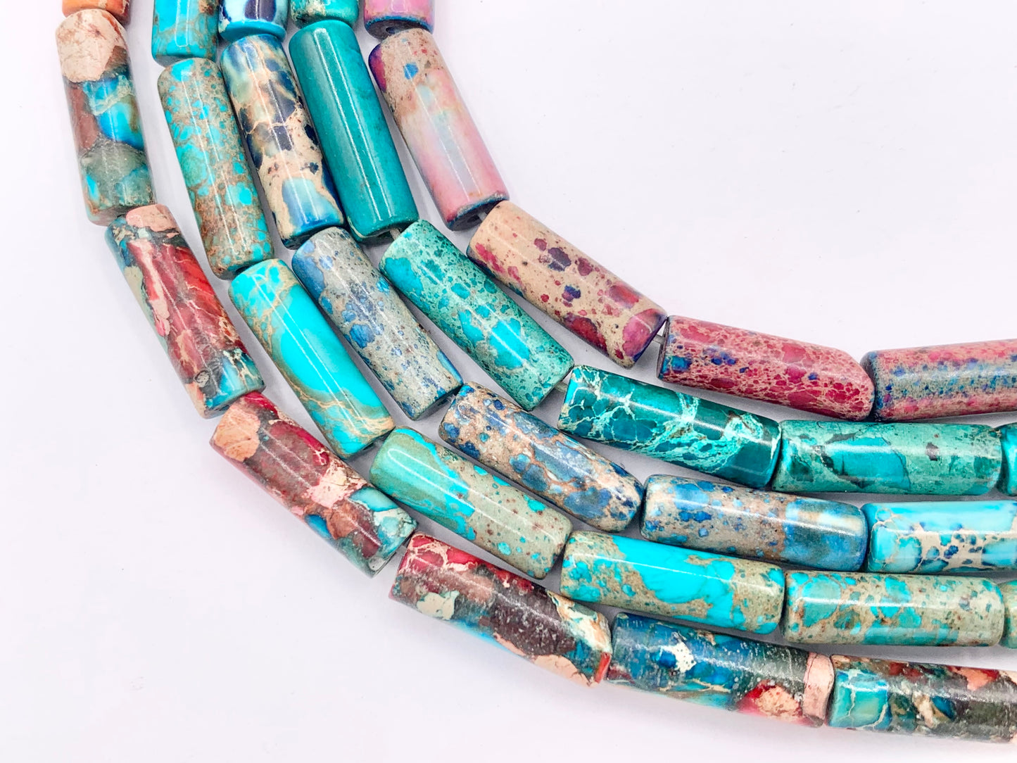 4x13mm Dyed Composite Variscite/Sea Sediment/Impression Jasper Beads Tube Shape Beads Price Per Strand