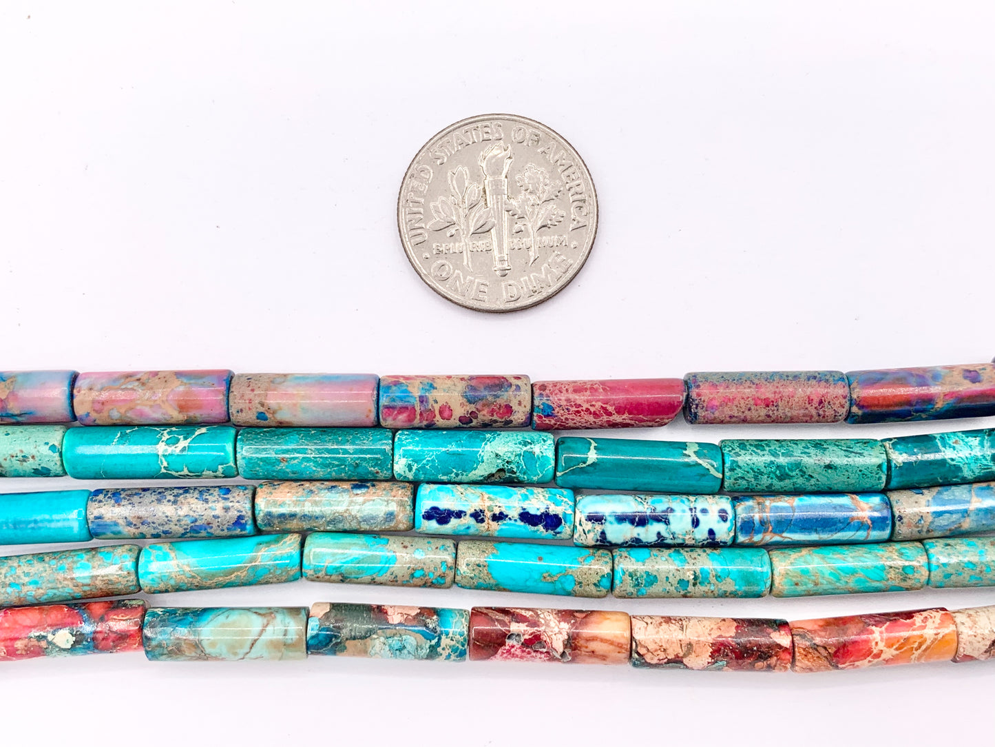 4x13mm Dyed Composite Variscite/Sea Sediment/Impression Jasper Beads Tube Shape Beads Price Per Strand