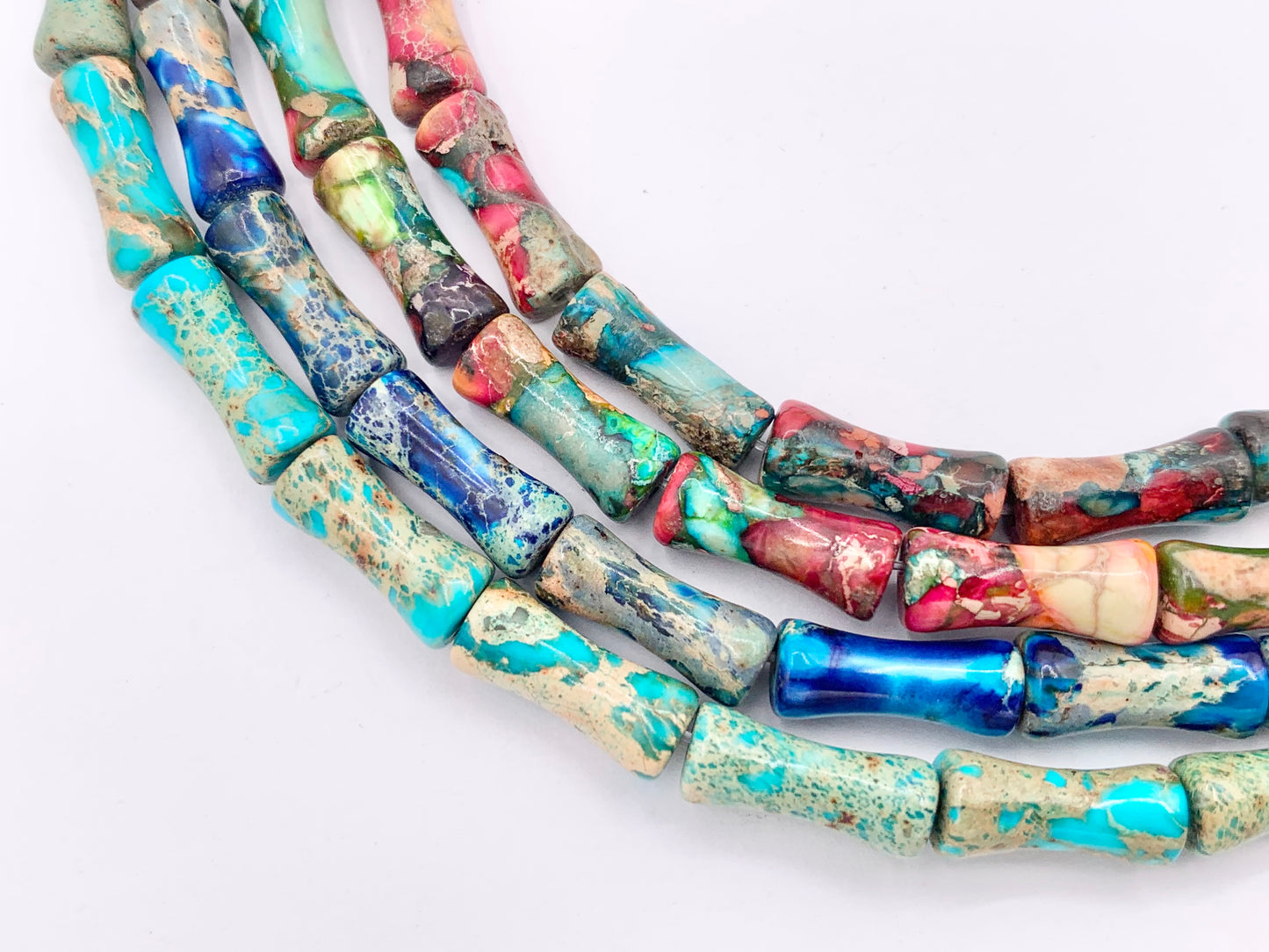 5x12mm Dyed Composite Variscite/Sea Sediment/Impression Jasper Beads Bamboo Shape Beads Price Per Strand