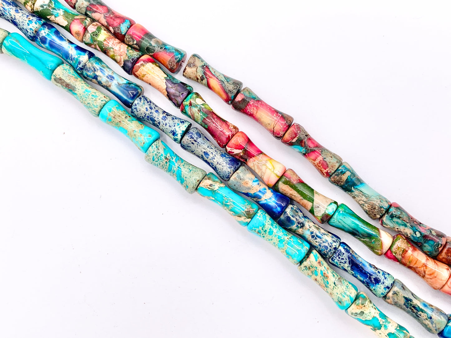 5x12mm Dyed Composite Variscite/Sea Sediment/Impression Jasper Beads Bamboo Shape Beads Price Per Strand