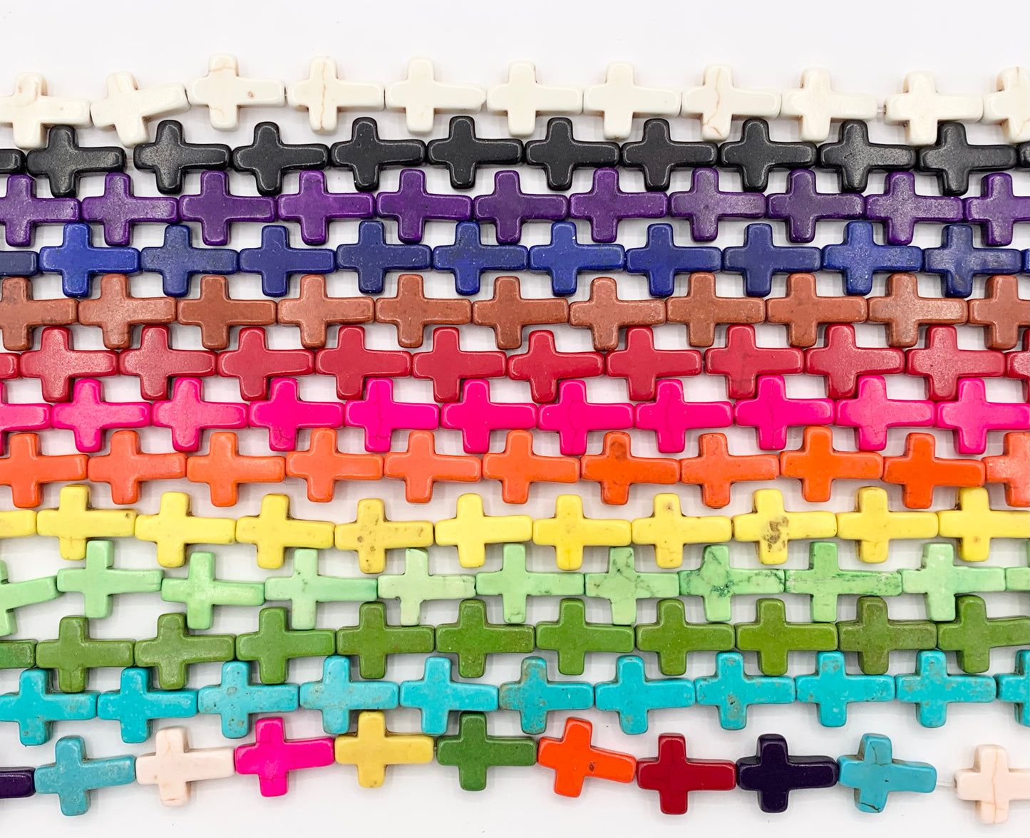 12x16mm Cross Howlite Turquoise Flat Beads White, Red, Turquoise, Multicolor, Green, Black, Purple And More Around 15" Price 1 Strand