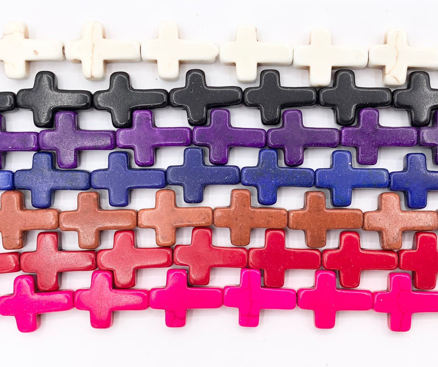 12x16mm Cross Howlite Turquoise Flat Beads White, Red, Turquoise, Multicolor, Green, Black, Purple And More Around 15" Price 1 Strand