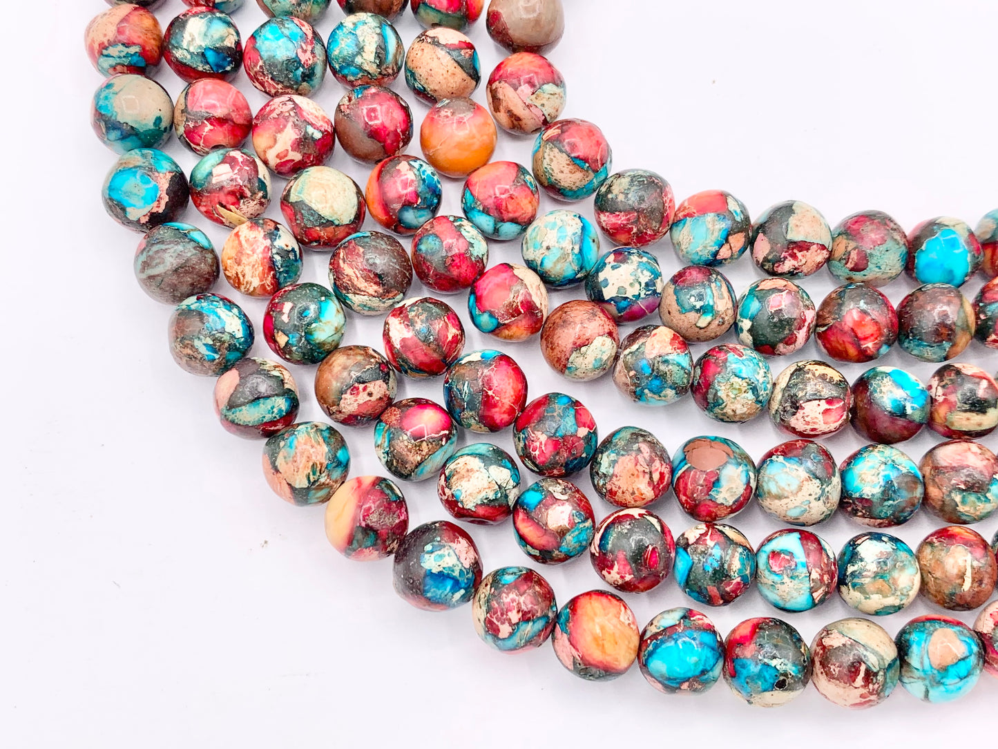 Dyed Pink & Blue Composite Variscite/Sea Sediment/Impression Jasper Round Smooth Beads 4mm 6mm 8mm 10mm