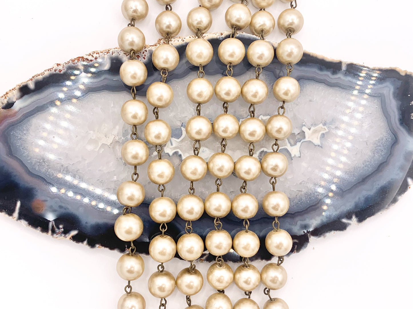 Cadena de cuentas estilo rosario de perlas de champán de imitación grande, perla de vidrio Vintage de 12mm con alambre de latón cortado a pie/yarda