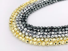 Load image into Gallery viewer, 6mm Hematite Star Cut Beads | 18K Gold/Rhodium Plated Beads | Space Beads for Jewelry Making Around 15-16&quot;
