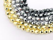 Load image into Gallery viewer, 6mm Hematite Star Cut Beads | 18K Gold/Rhodium Plated Beads | Space Beads for Jewelry Making Around 15-16&quot;
