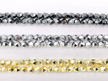 Load image into Gallery viewer, 6mm Hematite Star Cut Beads | 18K Gold/Rhodium Plated Beads | Space Beads for Jewelry Making Around 15-16&quot;
