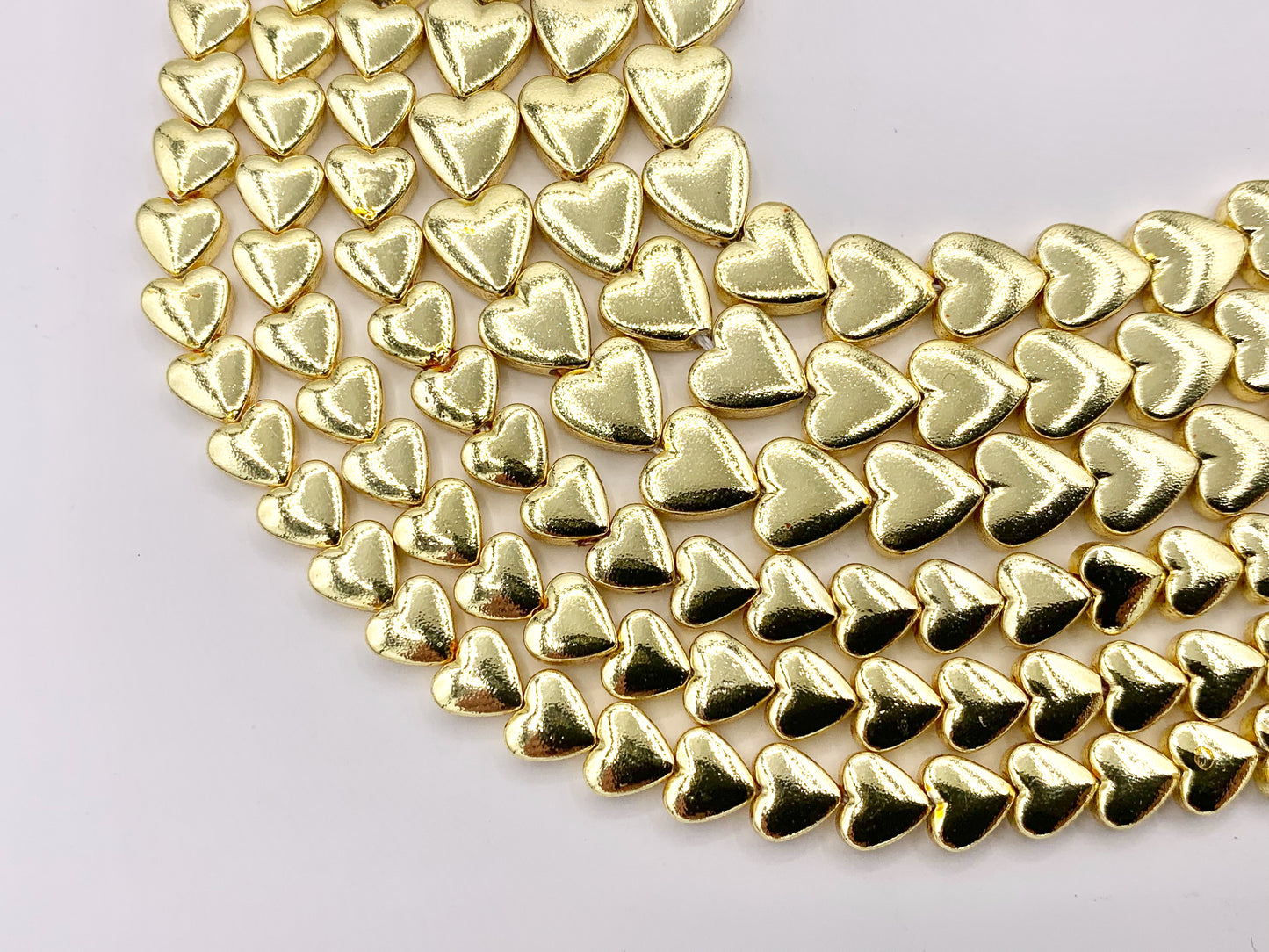 6mm 8mm Hematite Puffy Heart Beads | 18K Gold Plated Beads | Space Beads for Jewelry Making | Valentine's Day Jewelry Ideas | Around 16"