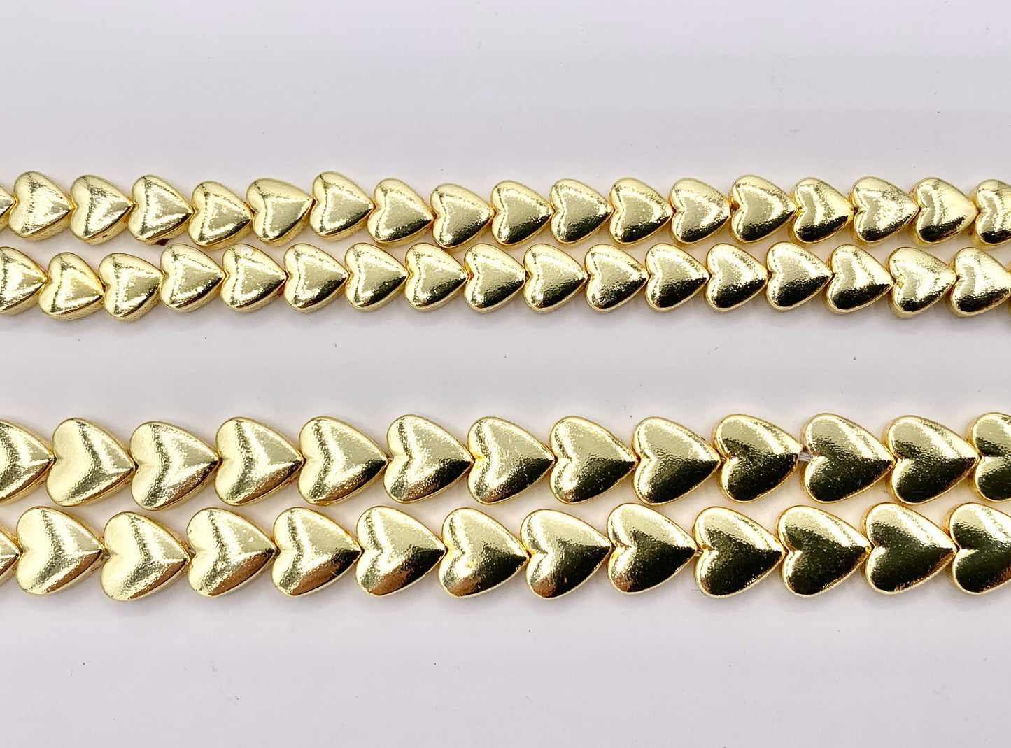 6mm 8mm Hematite Puffy Heart Beads | 18K Gold Plated Beads | Space Beads for Jewelry Making | Valentine's Day Jewelry Ideas | Around 16"