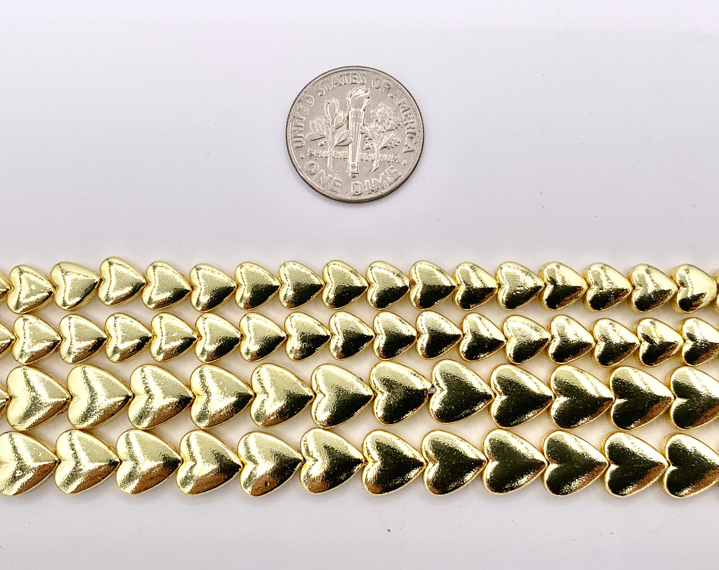 6mm 8mm Hematite Puffy Heart Beads | 18K Gold Plated Beads | Space Beads for Jewelry Making | Valentine's Day Jewelry Ideas | Around 16"