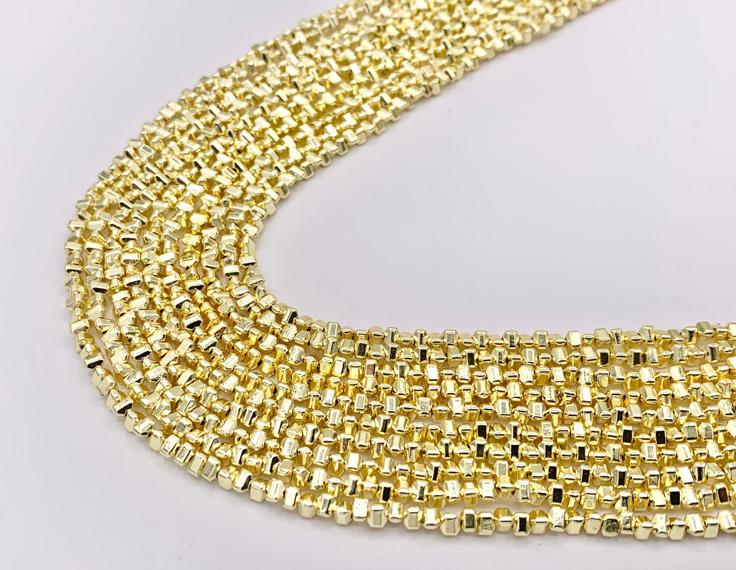 3mm Hematite Puffy Triangle Spacer Beads | 18K Gold Plated Beads | Space Beads for Jewelry Making Around 16"