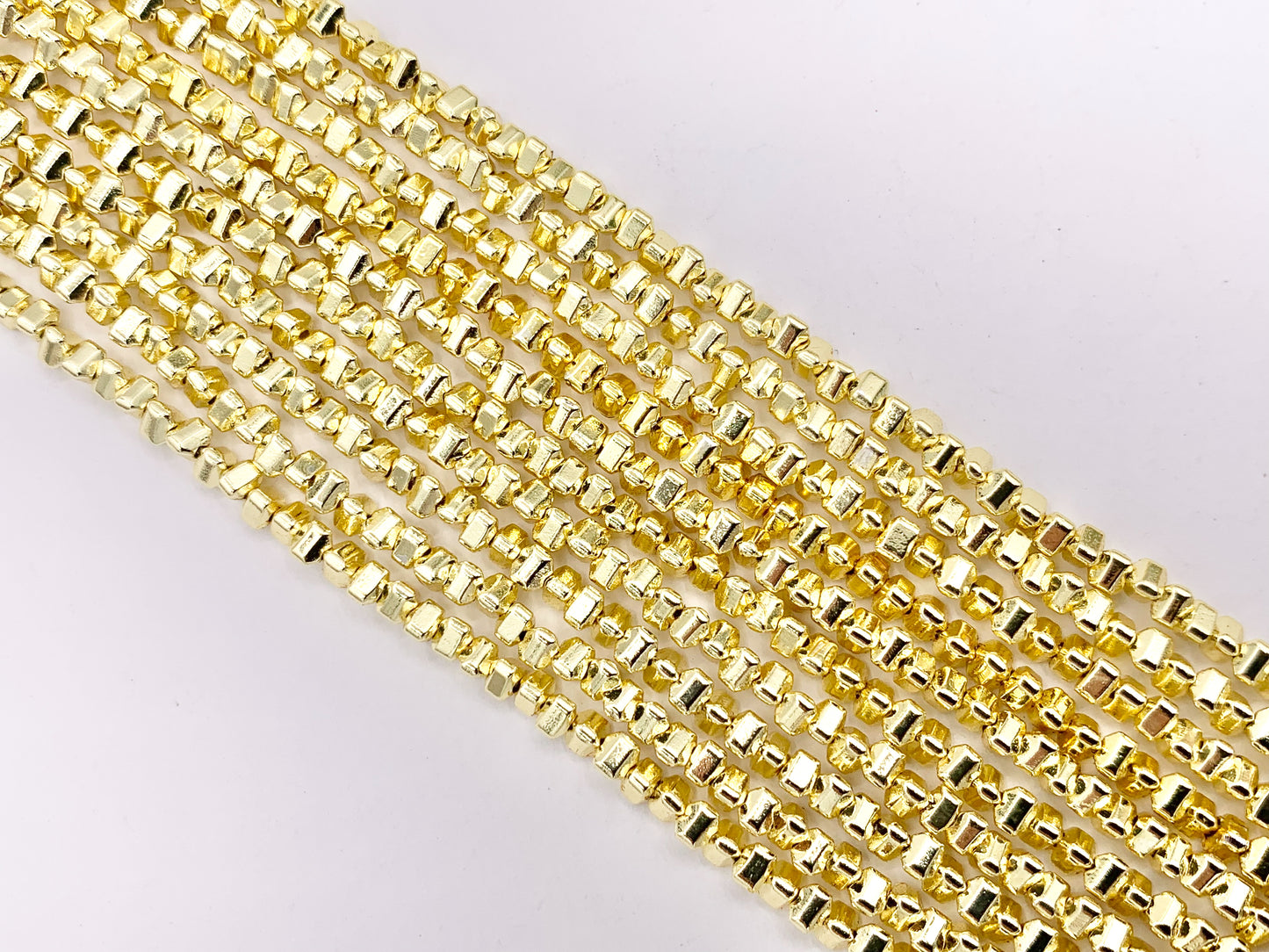 3mm Hematite Puffy Triangle Spacer Beads | 18K Gold Plated Beads | Space Beads for Jewelry Making Around 16"