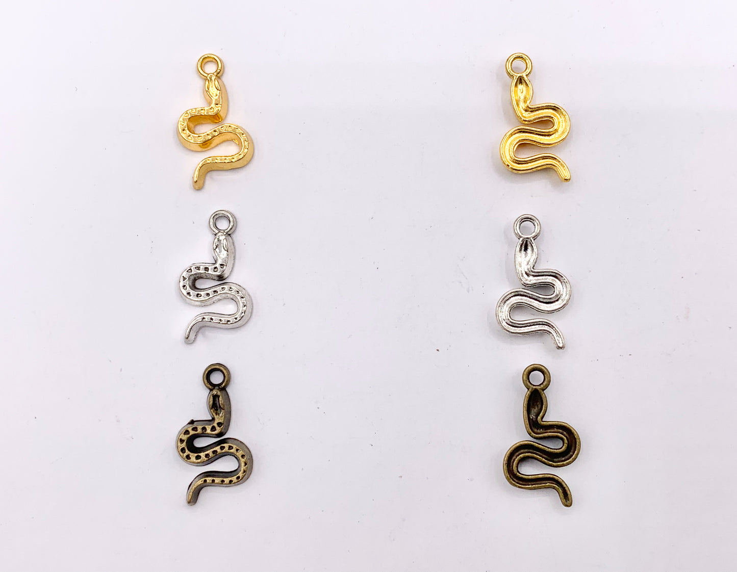 11x20mm Pewter Cute Tiny One Sided Snake Charm | Available in Bronze, Gold, Silver 125g