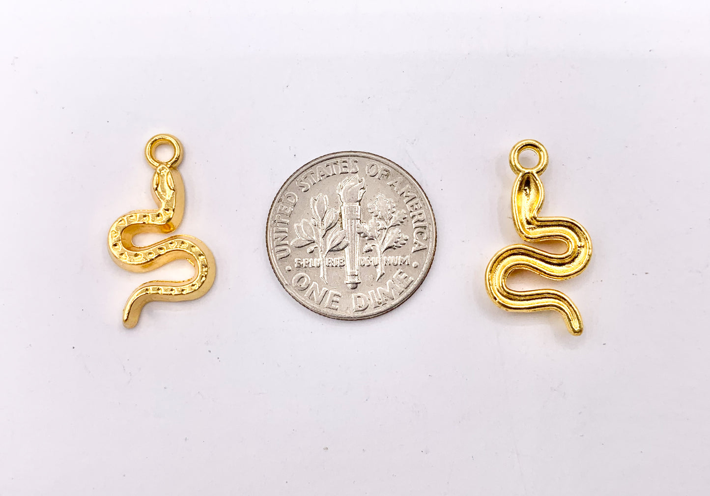 11x20mm Pewter Cute Tiny One Sided Snake Charm | Available in Bronze, Gold, Silver 125g