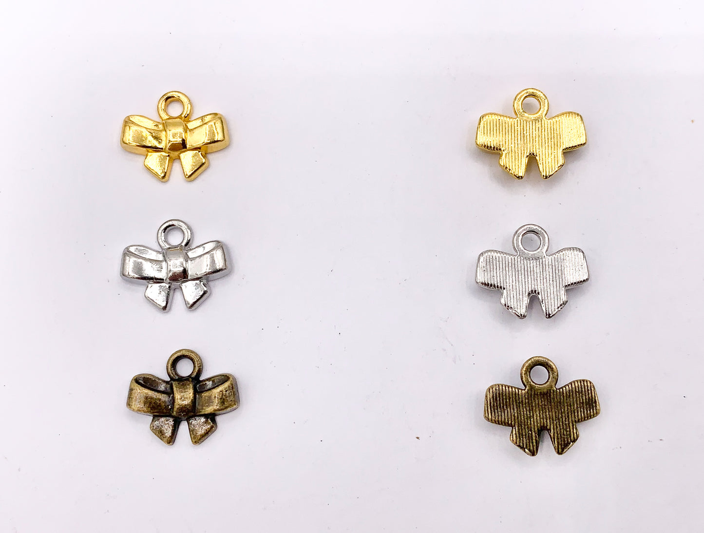 13x11mm Pewter Cute Tiny Bow Tie Charm in Gold, Silver and Brass 125g