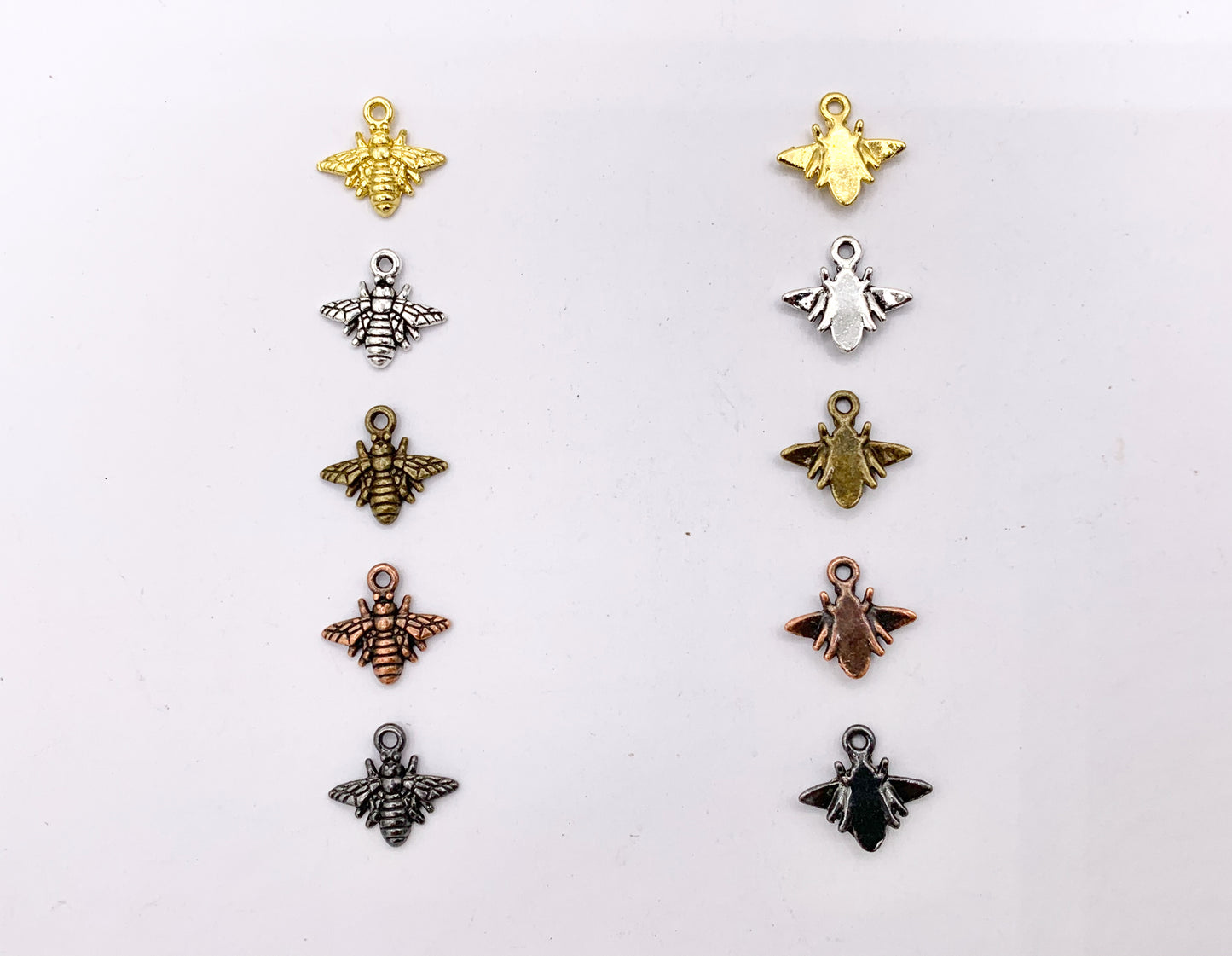 11x10mm Pewter Cute Tiny One Sided Bumble Bee Charm | Available in Bronze, Gold, Silver, Copper, Gunmetal